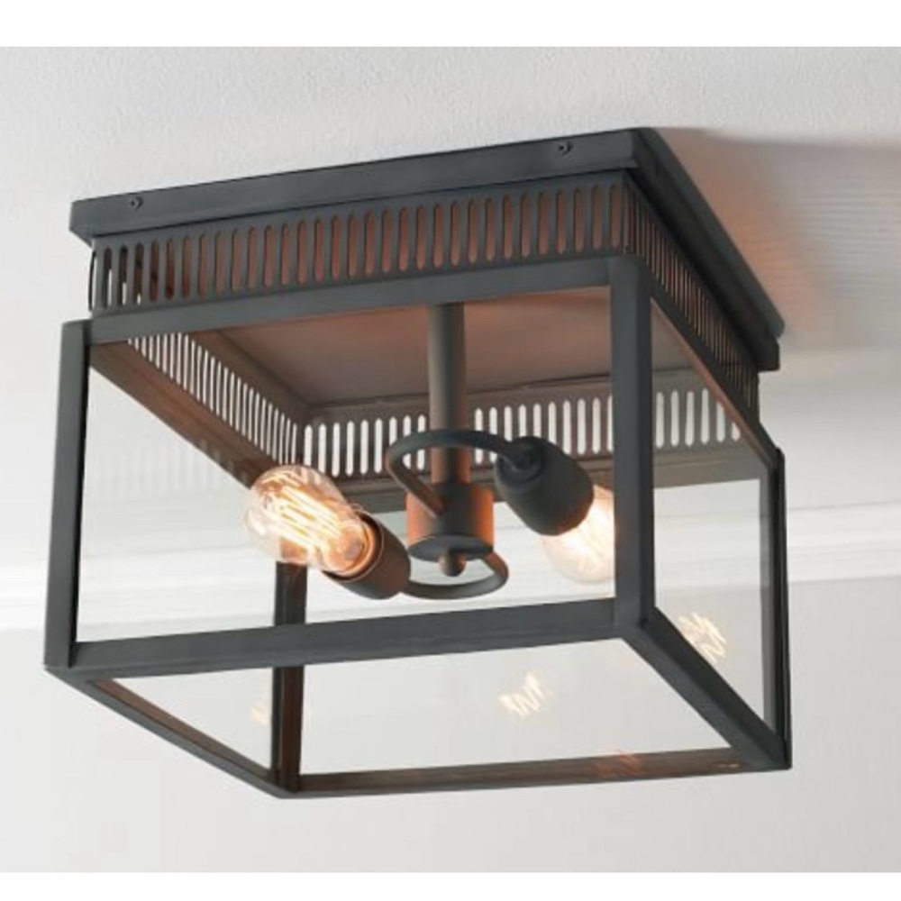 Pottery Barn Modern glass and iron Flush Mount Ceiling Light